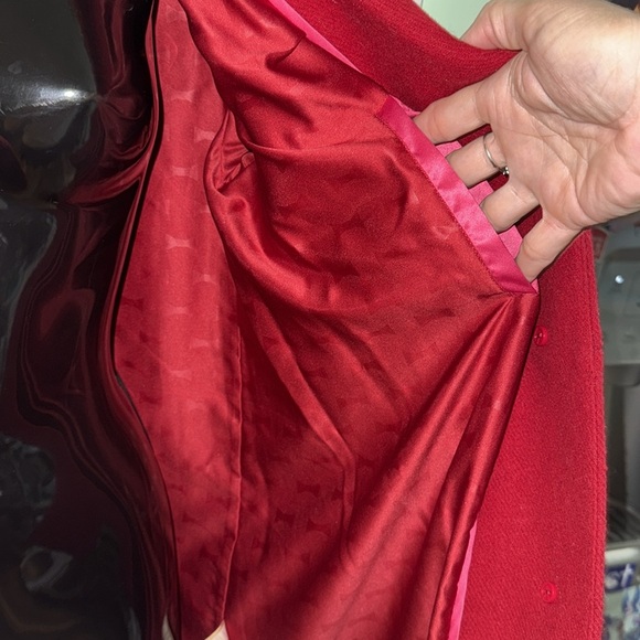 Kate Spade New York True Red Faux-Fur Trim Walker Coat Wool Blend Size Medium - Picture 10 of 15